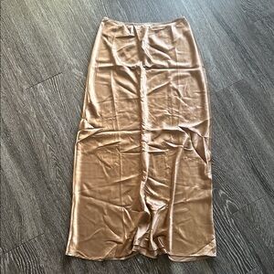 Reformation Tan Satin Skirt